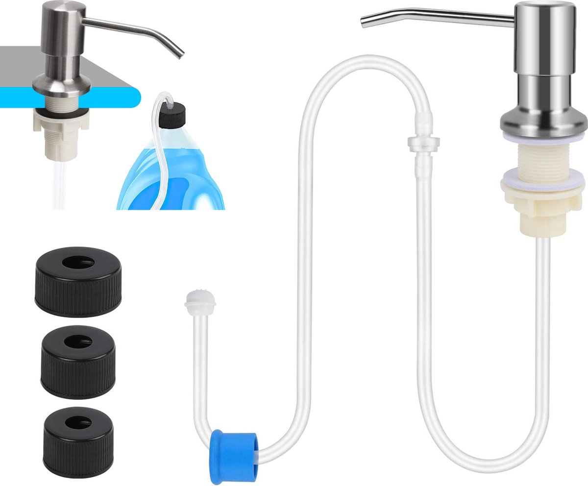 Integrierter Seifenspender Aus Edelstahl, 360° Drehbar, Praktisch Und Langlebig, Nachfüllbar Für Spülbecken Oder Arbeitsplatten (26–31 Mm Öffnung, 1,2 M Länge). – Aquaforge
