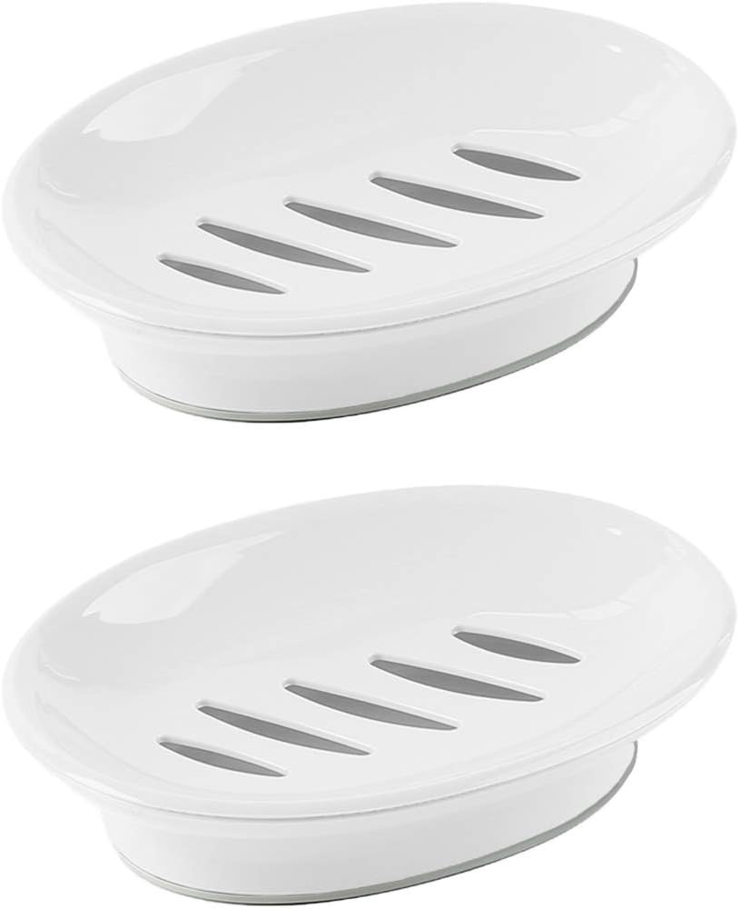2er-set Seifenschalen Mit Abtropffläche, Seifenhalter, Leicht Zu Reinigen, Seifensparend, Mit Stopper Für Nasse Seife, Ablage Für Dusche, Bad Und Küche (weiß) - Aquaforge