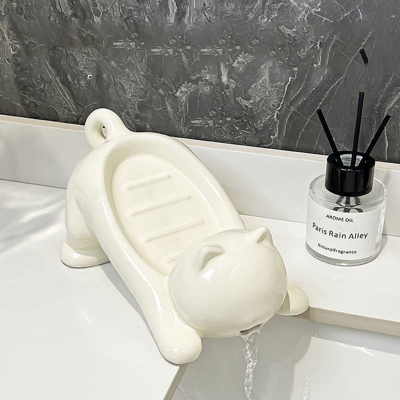 Niedliche Katzen-seifenschale, Selbstentleerender Seifenbehälter - Aquaforge