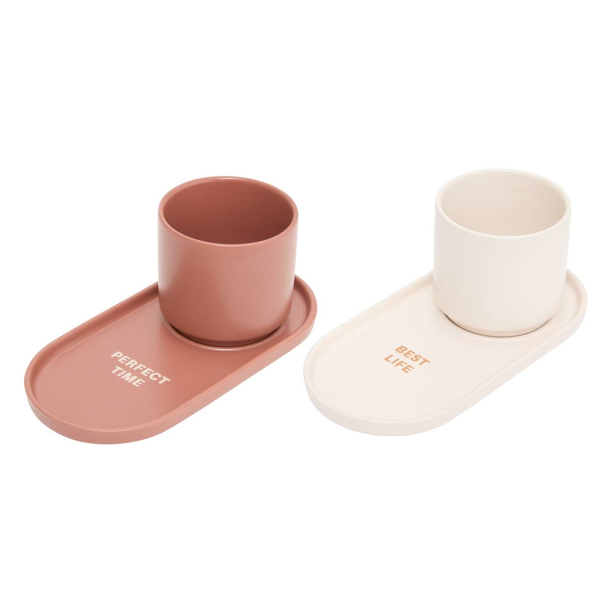 Set Bestehend Aus 2 Tassen Mit Schalen Casa Sienna 24cl -