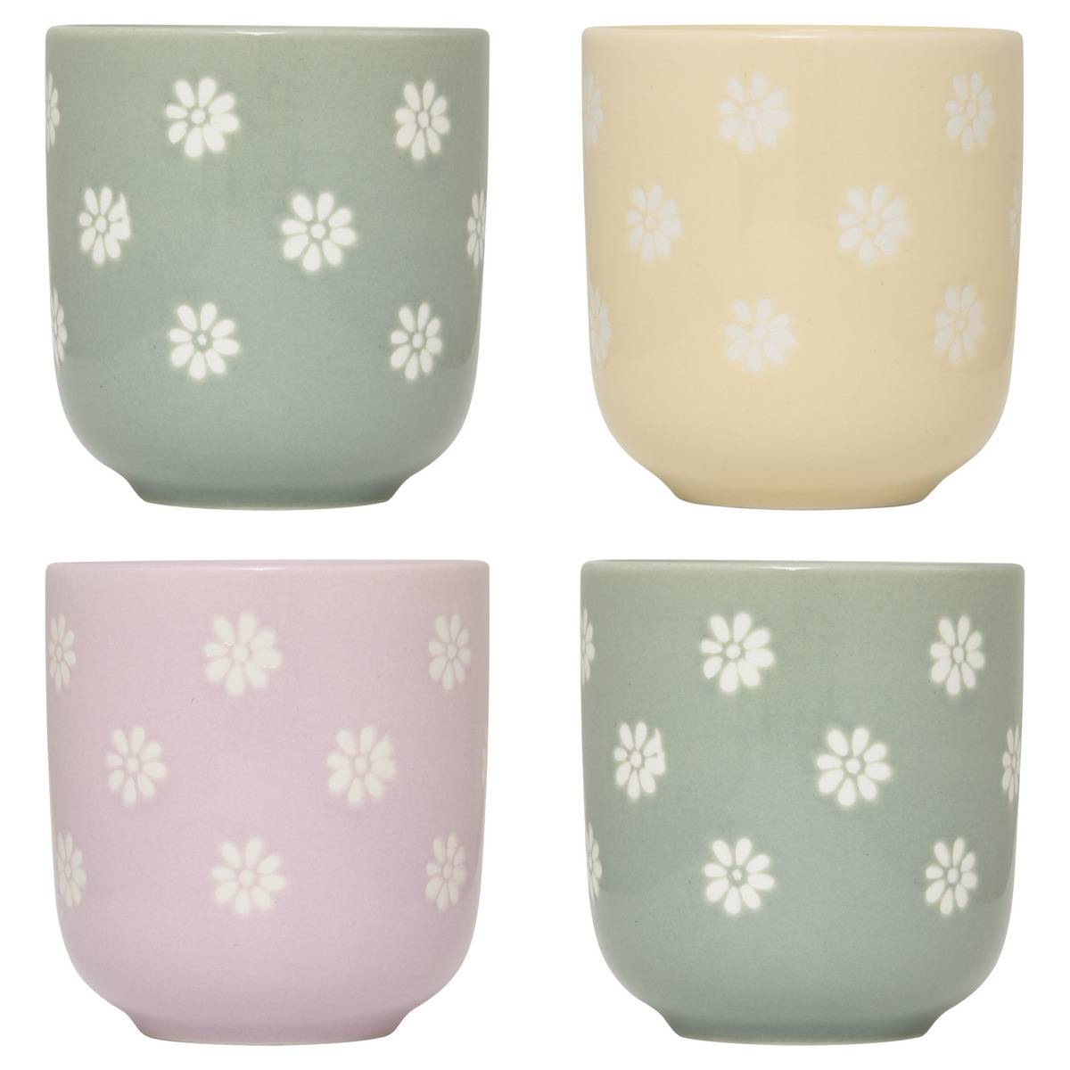 Set Mit 4 Kaffeetassen Margot Blumenmuster - Atmosphera Créateur D'Intérieur