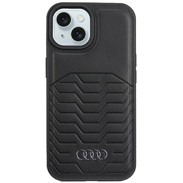 Audi Magsafe Schutzhülle Aus Kunstleder Für Iphone 15/14/13 (6,1 Zoll), Schwarz/schwarz, Modellnummer: Au-tpupcmip15-gt/d3-bk