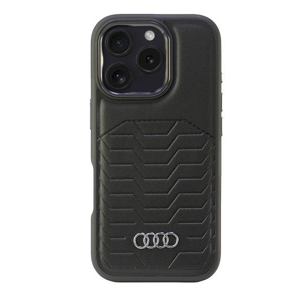 Audi Magsafe Iphone 16 Pro 6,3 Zoll Schutzhülle Aus Kunstleder, Schwarz/schwarz, Hartschalenkoffer Au-tpupcmip16p-gt/d3-bk