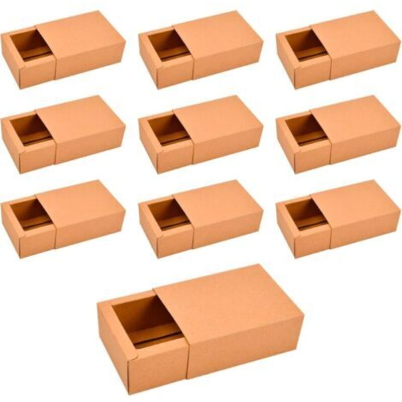 Geschenkkartons Mit Deckel, 10 Faltbare Geschenkkartons, Kleinverpackung, Schubladenboxen Aus Kraftpapier Für Schokolade, Kekse, Süßigkeiten, Hochzeiten, Weihnachtsfeiern, 1