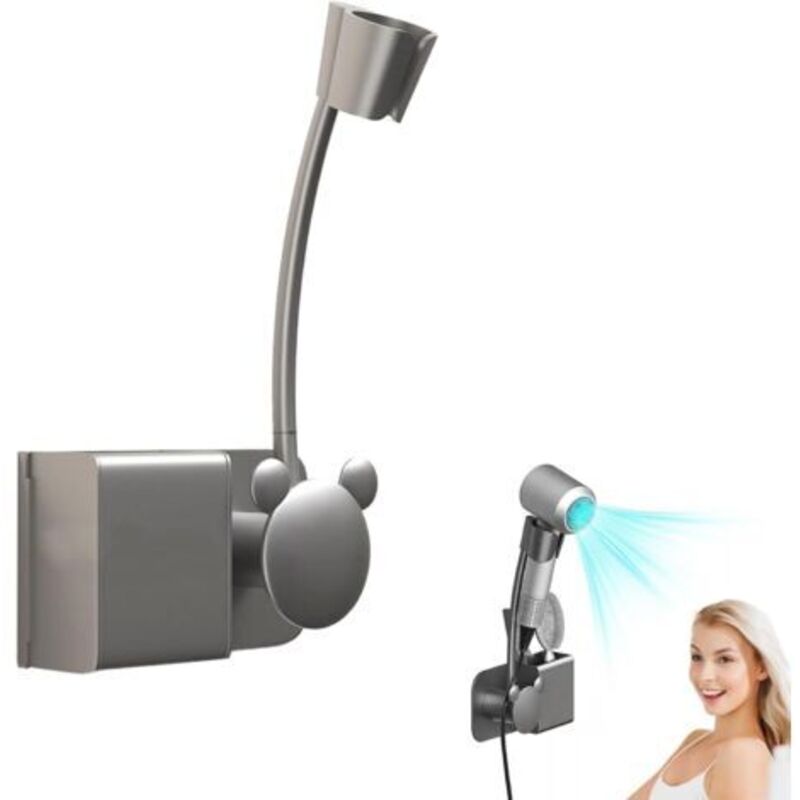 360° Verstellbarer, Freihändiger Haartrocknerhalter, Wandhaartrocknerhalter Mit Kabelaufhängung, Flexibler Haartrocknerhalter