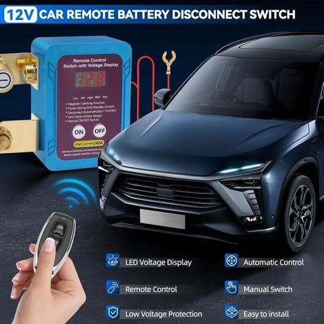 Not-aus-schalter Mit Fernbedienung, 12v 240a Batterietrennschalter, Automatischer Not-aus-schalter Mit Led-spannungsanzeige Für Pkw Und Lkw
