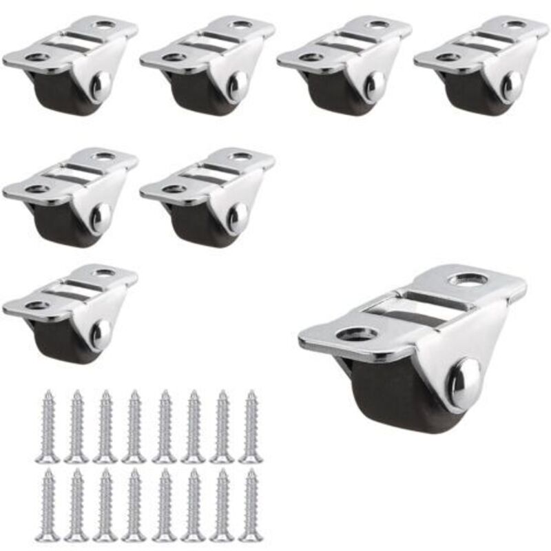 Set Mit 8 Mini-möbelrollen Aus Geräuscharmem Gummi, 12 Mm (0,5 Zoll) – Braune Gummiräder, Metallplatte, Tragkraft 10 Kg, Ideal Für Kleine Möbel
