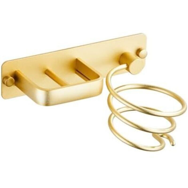 Csparcv Haartrocknerhalter, Glätteisenständer Mit Kabelaufbewahrung, Wandhalterung Aus Metall Zur Aufbewahrung Von Haartrocknern, Glätteisen, Haarbürsten Und Mehr (gold)