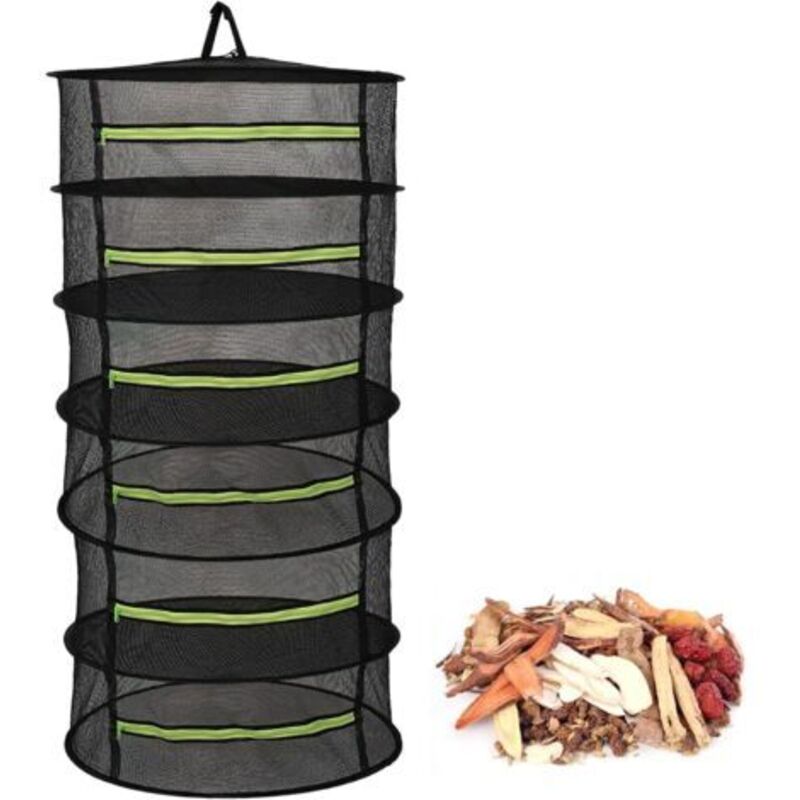 6-lagiges Trockennetz, Pflanzentrockner, Hängender Kräutertrockner, Kräutertrockner, Trockennetz Zum Trocknen Von Kräutern, Knospen, Fisch, Kleidung (schwarz)