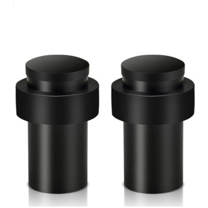 Csparcv Set Mit 2 Robusten Türstoppern Aus Edelstahl Für Fußleisten, Moderne Schwarze Türstopper Aus Gummi Mit Schalldämpfung