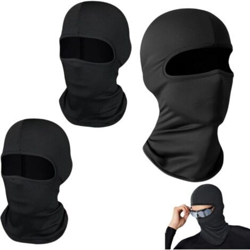 3er-set Sturmhauben Für Damen Und Herren – Dünne Skimaske Mit Uv-schutz – Atmungsaktiv Und Winddicht – Einheitsgröße Für Motorradfahren, Radfahren Und Andere Outdoor-sportarten (schwarz), Schwarz, 40