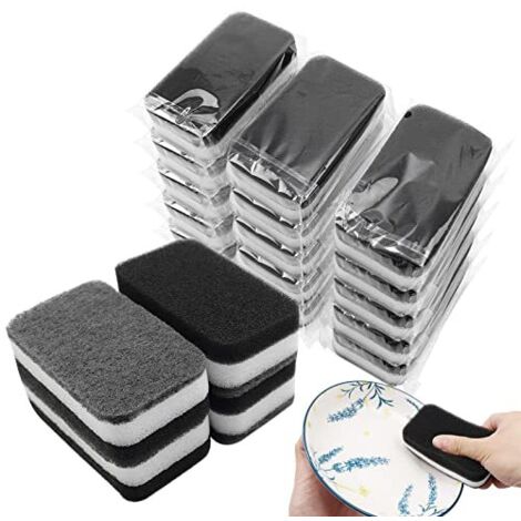 Set Mit 36 Einzeln Verpackten, Kratzfesten Und Geruchlosen Küchenschwämmen Zum Spülen Von Geschirr, Besteck Und Für Reiseapartments (schwarz)