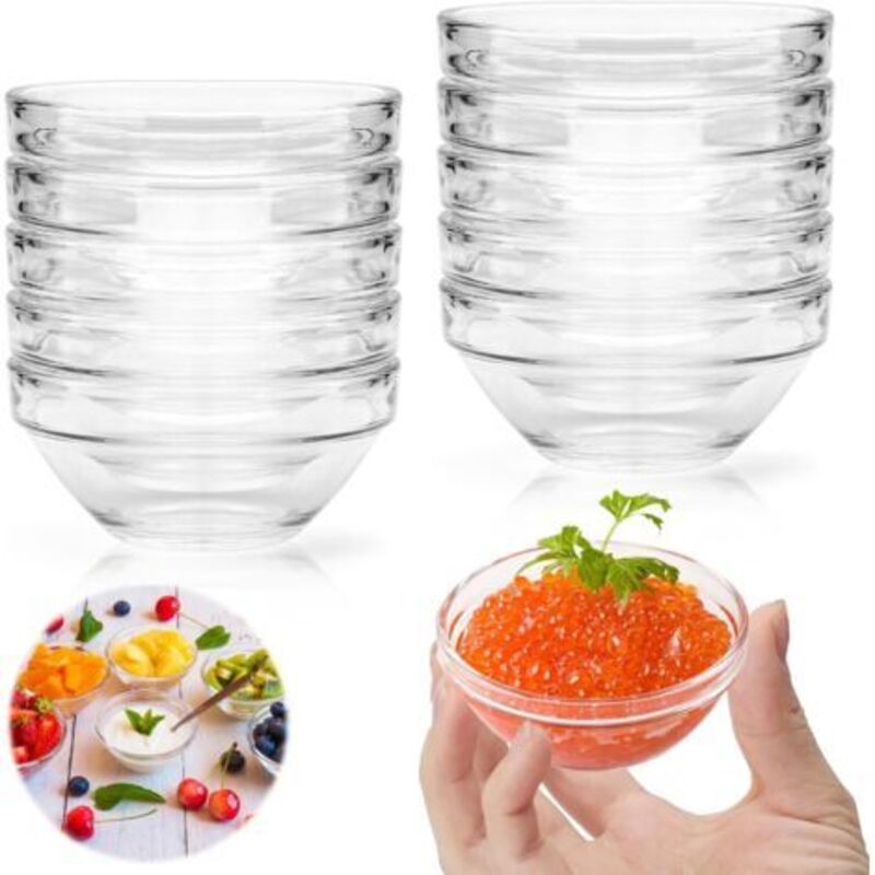 10-teiliges Glasschüssel-set, Mini-glasschüsseln, Salatschüsseln, Dessertschüsseln, Tapas- Und Saucenschüsseln, Transparente Schüsseln Für Saucen, Zutaten Und Gewürze, 7,5 Cm, 75 Ml