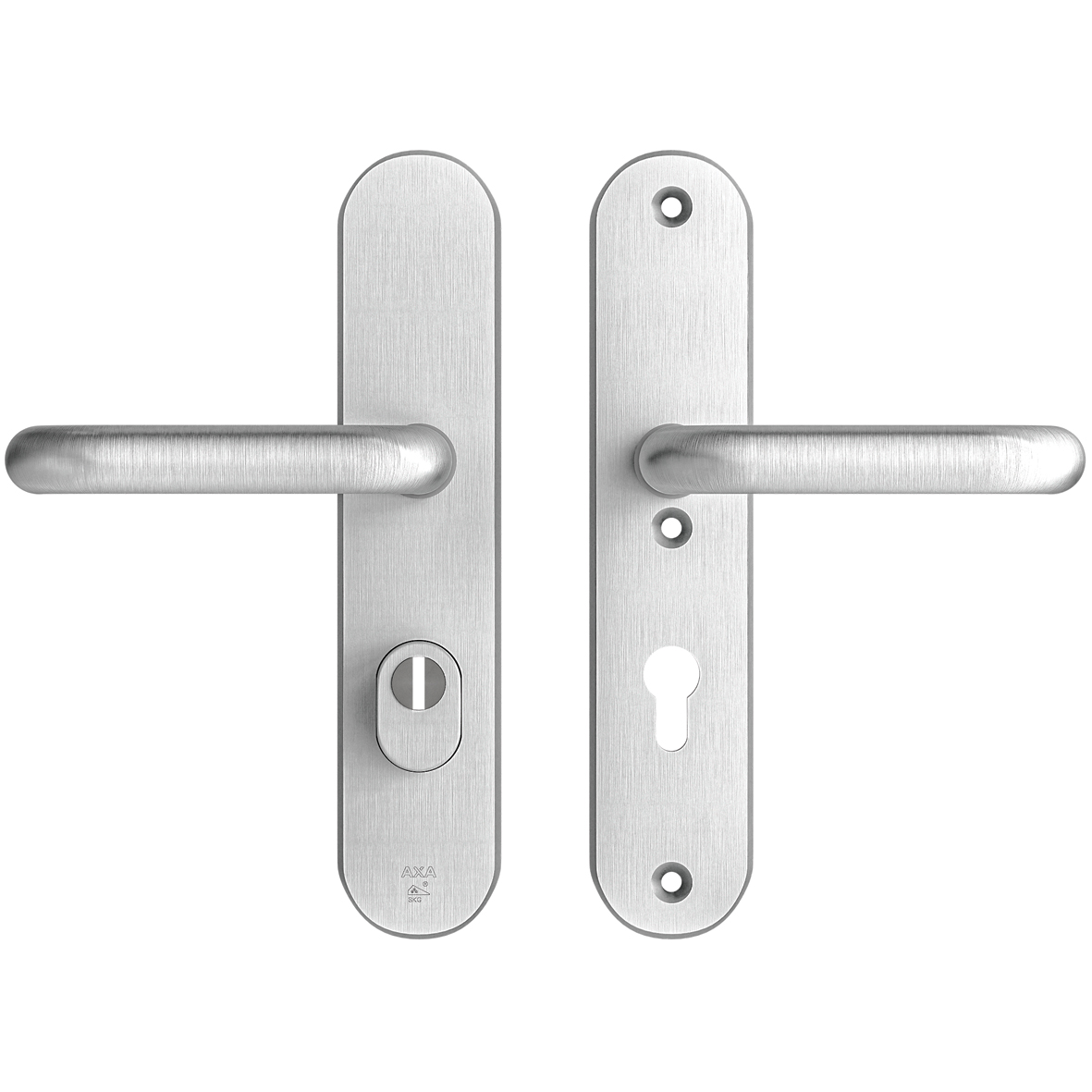 Axa Sicherheits Türbeschläge Set - Oval Plus - Türklinken Mit Langschild - Pc72 Mit Kernziehschutz - Kruk U - Aluminium