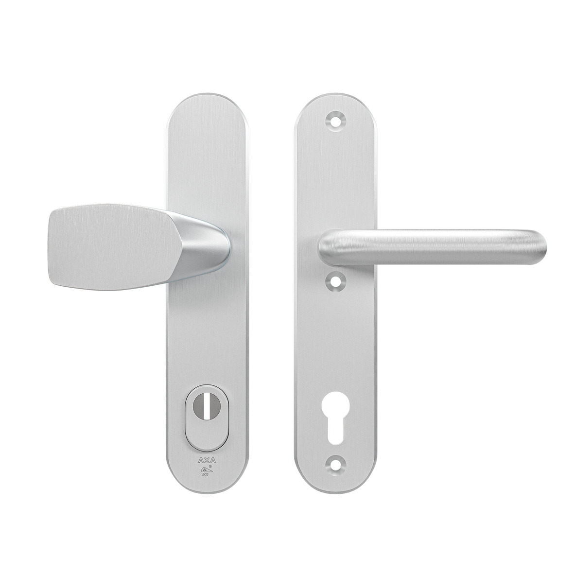 Axa Sicherheits Türbeschläge Set - Oval Plus - Türklinken Mit Langschild - Pc92 Mit Kernziehschutz - Kruk/knopf - Aluminium