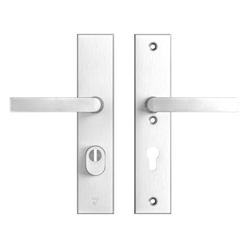 Axa Sicherheits Türbeschläge Set - Edge Plus Blok - Türklinken Mit Langschild - Pc72 Mit Kernziehschutz - Aluminium