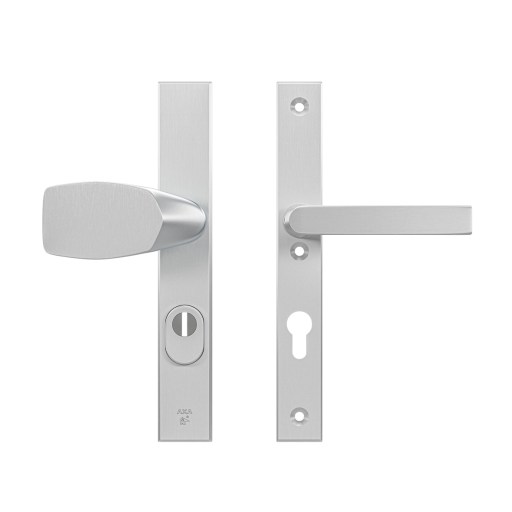 Axa Sicherheits Türbeschläge Set - Edge Plus Smal - Türklinken Mit Langschild - Pc72 Mit Kernziehschutz - Kruk/knopf - Aluminium