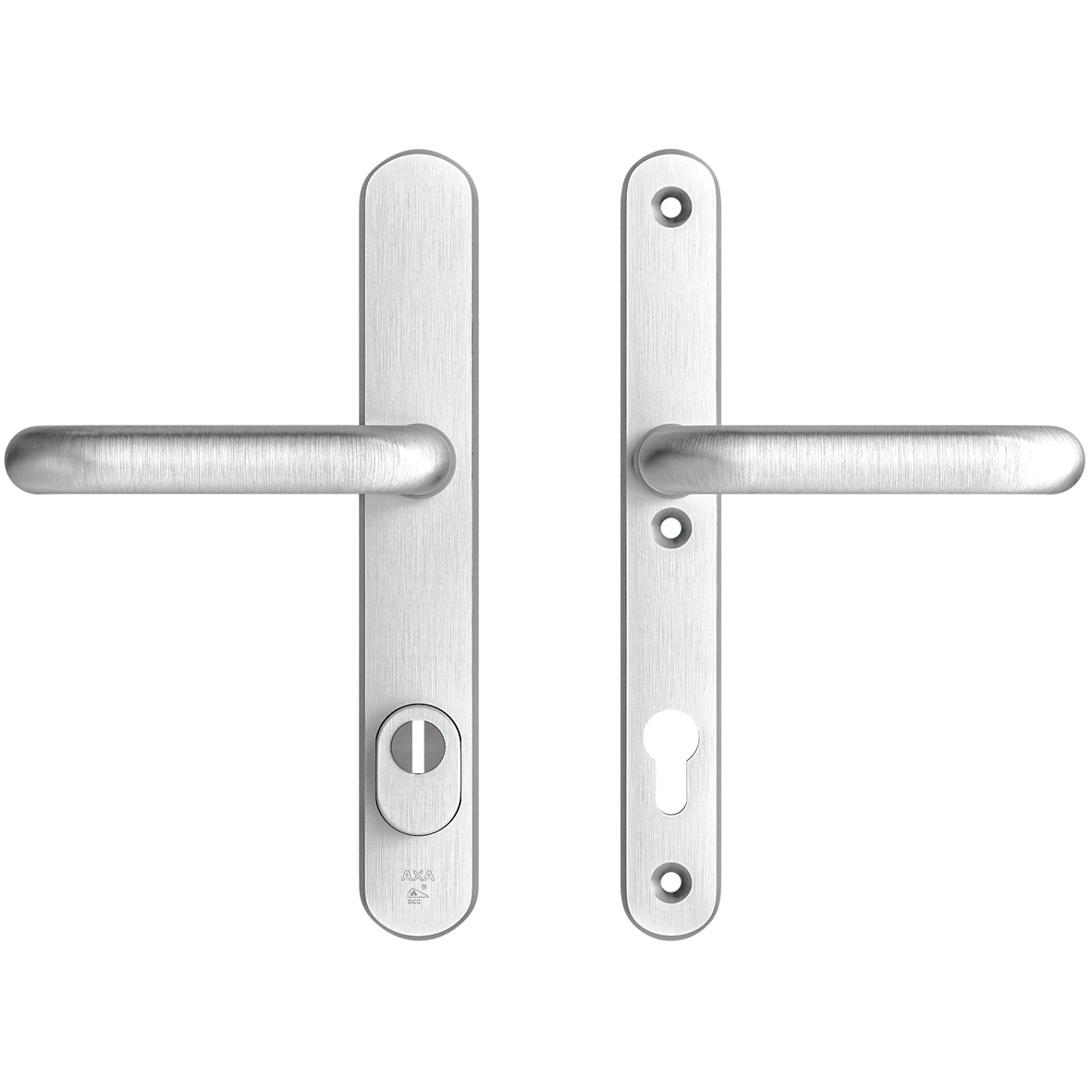 Axa Sicherheits Türbeschläge Set - Oval Plus Smal - Türklinken Mit Langschild - Pc92 Mit Kernziehschutz - Kruk U - Aluminium