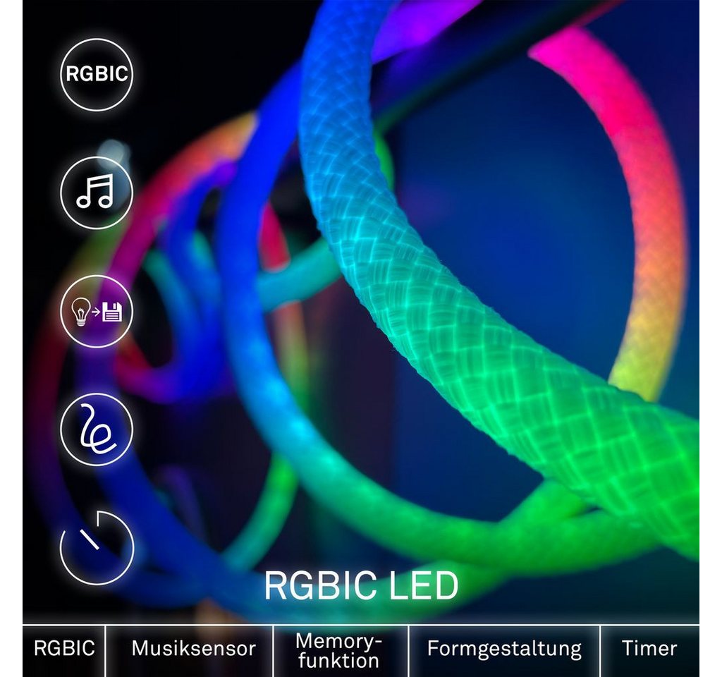 Briloner Led Band Fernbedienung 5m Rund 8w Rgbic Farbwechsel 360 Grad Beleuchtung Weiß - Led Stripe Wohnzimmer Party Gaming Bild 2