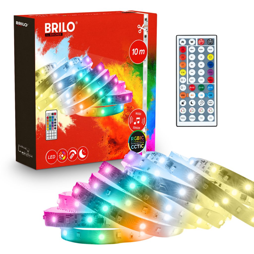 Briloner Led Band Fernbedienung 10m Cctic Rgbic Farbwechsel Dimmbar Weiß - Led Stripe Wohnzimmer Party Gaming