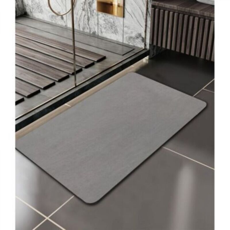 Ineasicer Rutschfeste Badematte, 40 X 60 Cm, Saugfähige Diatomit-duschmatte, Saugfähige Mikrofaser-spülmatte, Schnelltrocknende Matte, Grau
