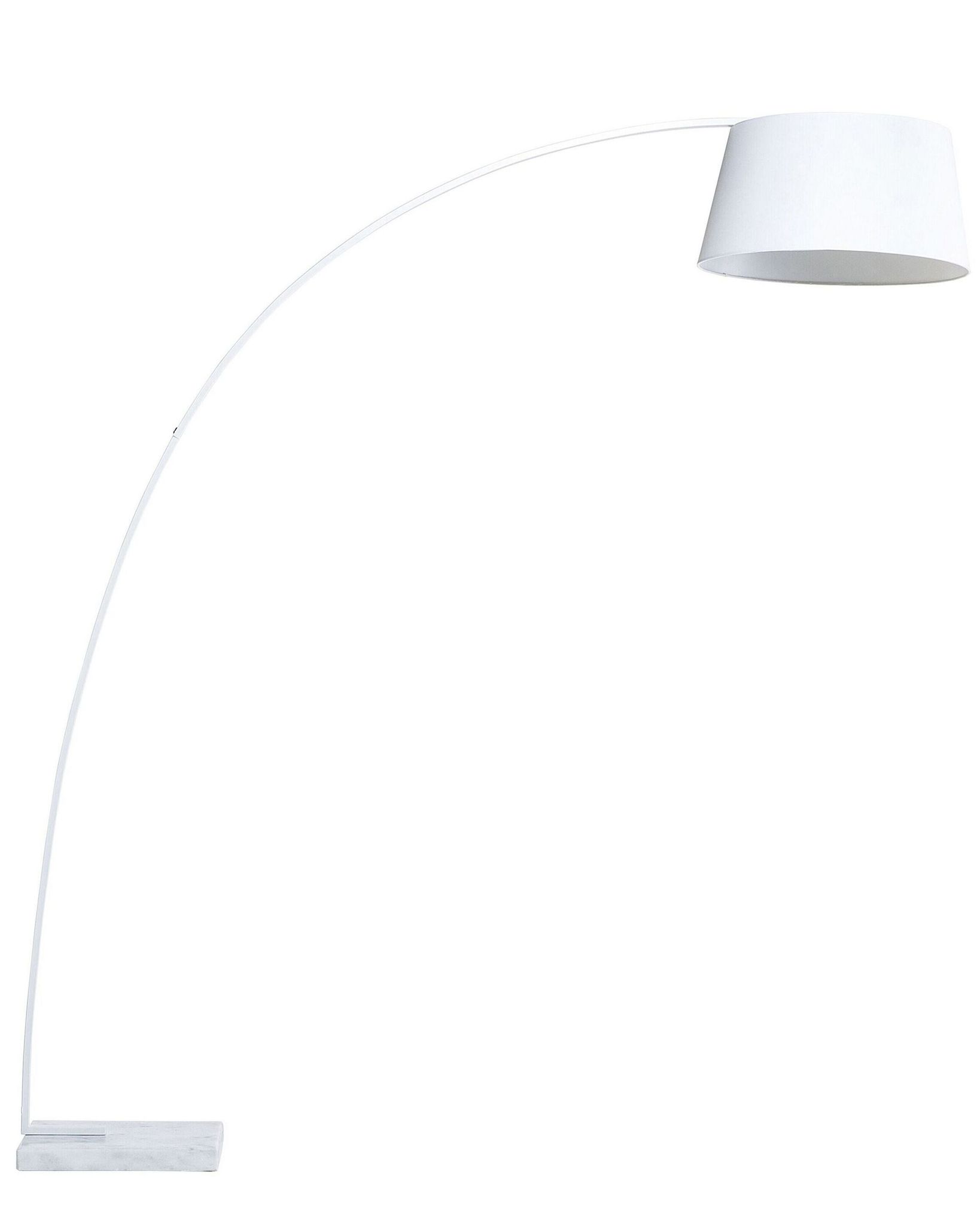 Stehlampe Weiß Metall 188 Cm Stoffschirm Marmorfuß Langes Kabel Mit Schalter Bogenlampe Modernes Design