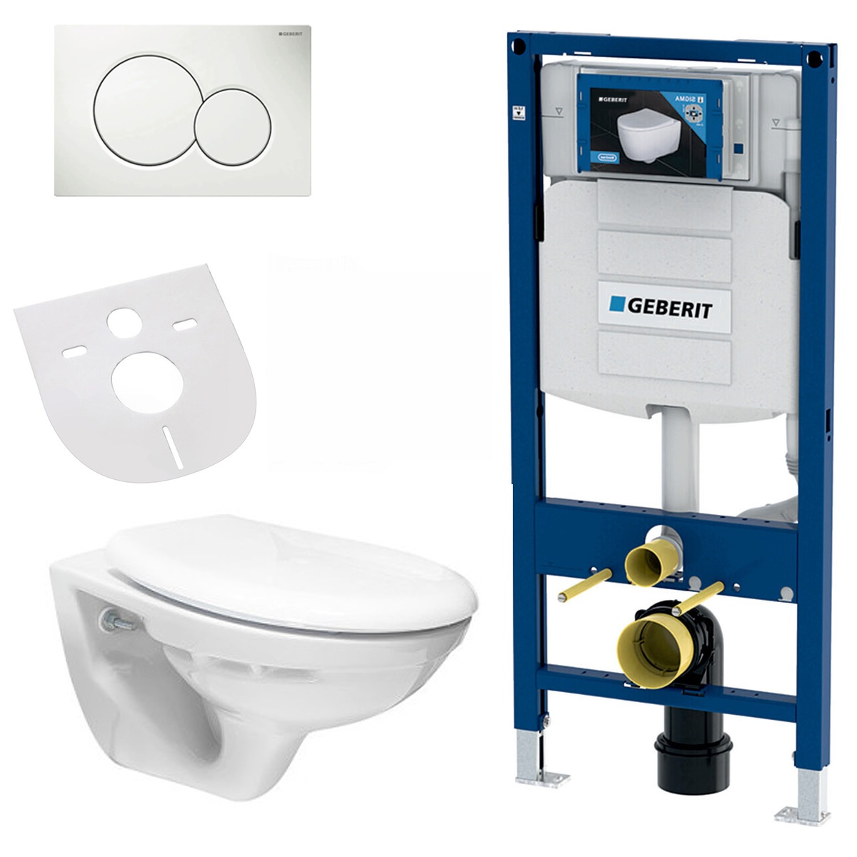 Belvit Hänge Wc Set Weiß Spülrandlos Mit Softclose Sitz, Geberit Up100, Schallschutz Und Betätigungsplatte Belvit Hänge Wc Set Weiß Spülrandlos Mit Softclose Sitz, Geberit Up100, Schallschutz Und Betä
