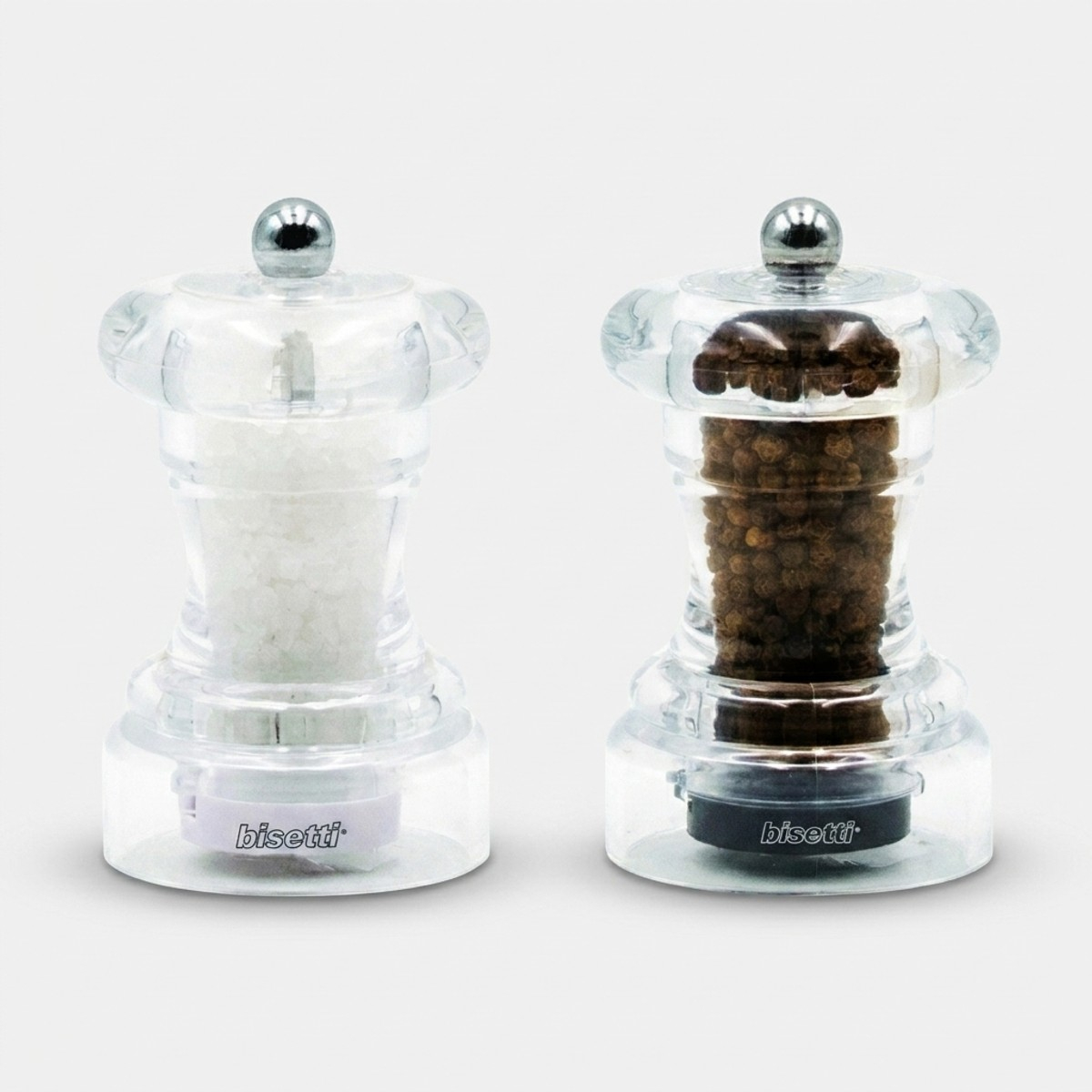 Bisetti Manuelles Salz- Und Pfeffermühlenset, Transparent, 10 Cm