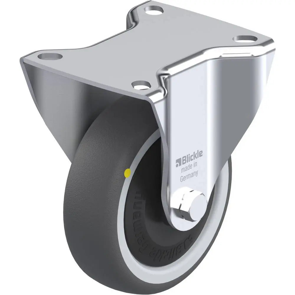 [neuwertig] B-ware Blickle Bockrolle Transportrolle Rad 100 Mm Grau Traglast 130 Kg Anschraubplatte