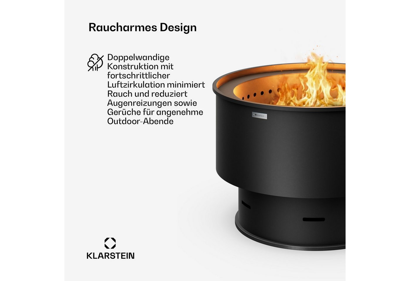 Blumfeldt Pompeji Feuerschale Mit Grill – 3-in-1 Schüssel, Grill & Tisch, Raucharmes Design, Stahlkonstruktion, Inkl. Zubehör Bild 4