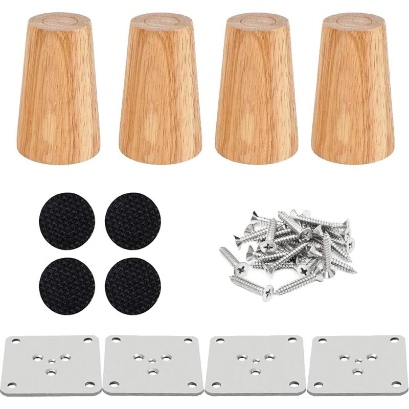 4er-set Holzmöbelfüße, 8 Cm Ersatz-sofabeine, Kaffeebraun