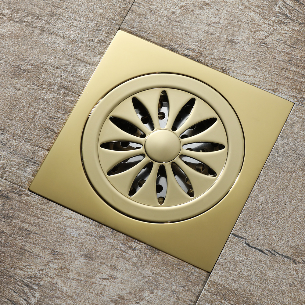 Quadratischer Duschbodenablauf Aus Kupfer, Haushalt Champagner Gold