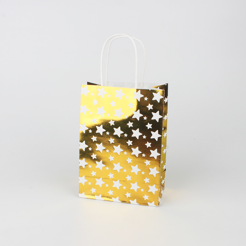 24 Stück Kraftpapiertüten 15x8x21cm Geschenkverpackungstüten Gold Gepunktet