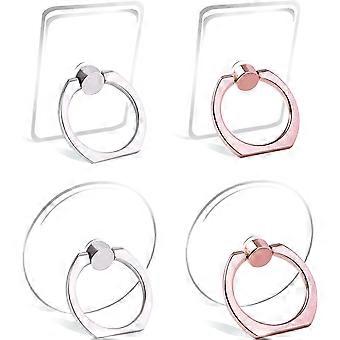 Transparenter Ring-handyhalter, 360-grad-drehung (2 X Silber & 2 X Roségold)