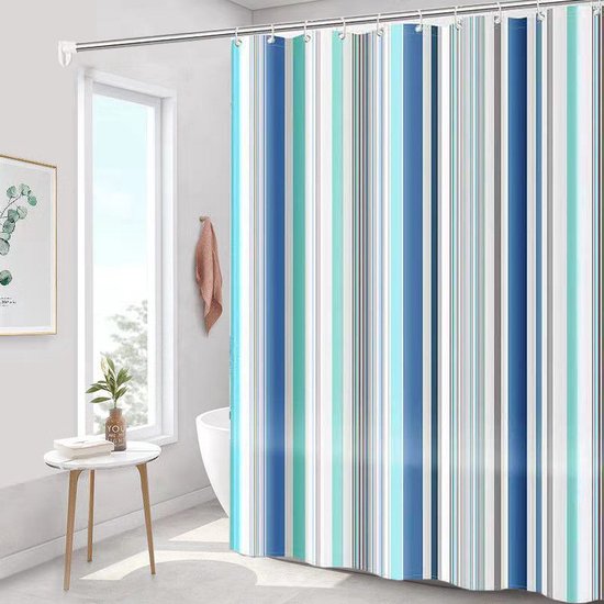 Duschvorhang 180 X 200 Cm Romantische Streifen Polyester Farbig Mit Haken Schimmelresistent Wasserdicht Badezimmerdekoration