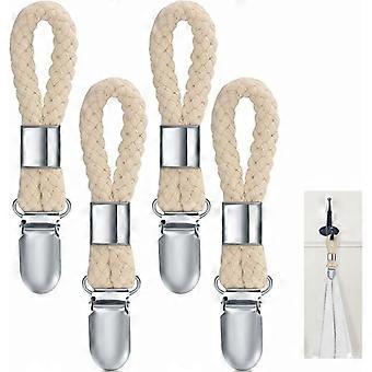 Handtuchhaken – 10 Geschirrtuchhaken – Handtuchclips – Eisen Und Baumwollseil – Beige Und Silber – 2,3 X 11,5 Cm – Zum Aufhängen Von Geschirrtüchern, Strandtüchern Usw.