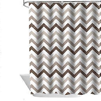 Duschvorhang, Braun, Schimmelresistent Und Wasserdicht, Geometrisches Design, Mit 12 Haken, Schnelltrocknend, Beschwert, 150 X 180 Cm