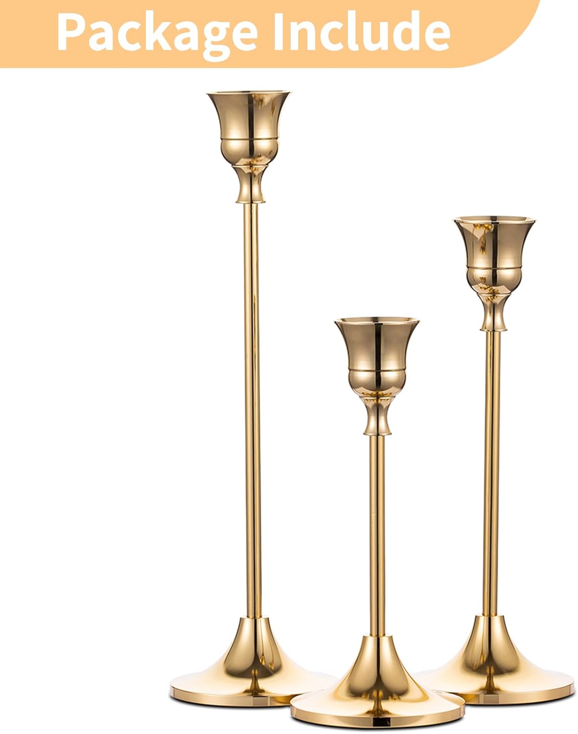 3-teiliges Set Goldener Messing-kerzenständer, Kerzenhalter, Vintage Und Modern