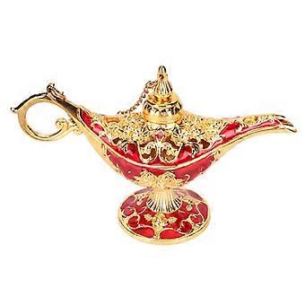 Magische Dschinn-lampe Aus Exquisiter, Farbechter Und Auffälliger Legierung Mit Geprägtem Muster, Dschinn-lampe Für Schlafzimmer Und Büro, Gold + Rot