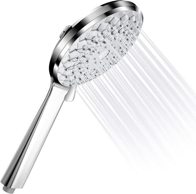 Handbrause Mit Spritzpistole, Duschköpfe Mit 6 Düsenarten, Silber