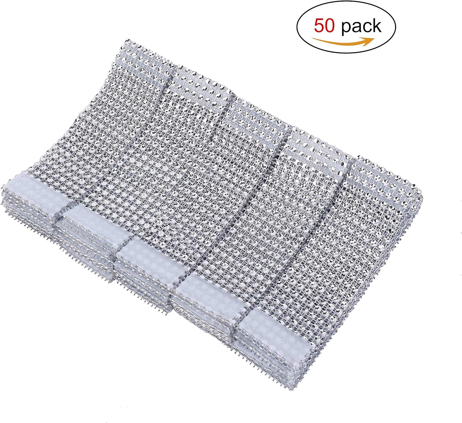 Silbernes Strass-serviettenring-set Mit Schleife Zur Dekoration, 50 Stück