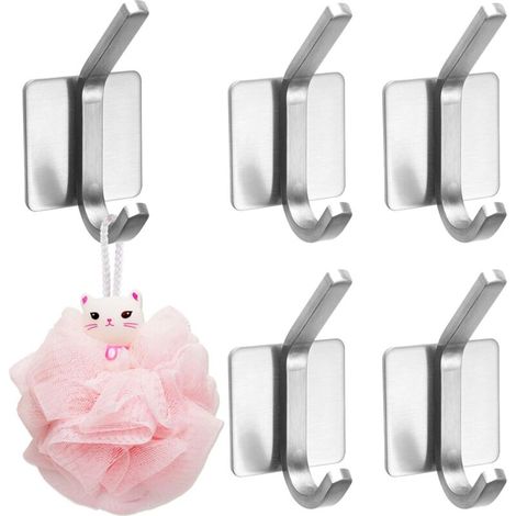 Set Mit 5 Selbstklebenden Handtuchhaken, Rostfrei Und Wasserdicht