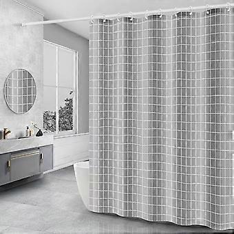 Duschvorhang Mit Japanischem Grauen Gittermuster, Schnelltrocknend, Maschinenwaschbar, Wasserdicht, Aus Polyestergewebe, Halbtransparenter Duschvorhang
