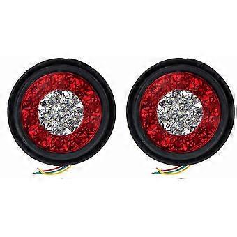 2 Stück 16 Led Zweifarbige Rücklicht-gummiringe Für Lkw, Rund, Rot-weiß