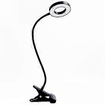 Led-leselampe, 9 Verschiedene Einstellungen Zum Schutz Der Augen, Usb-wiederaufladbare Leselampe, Schreibtischlampe Mit Touch-control-klemme [schwarz]
