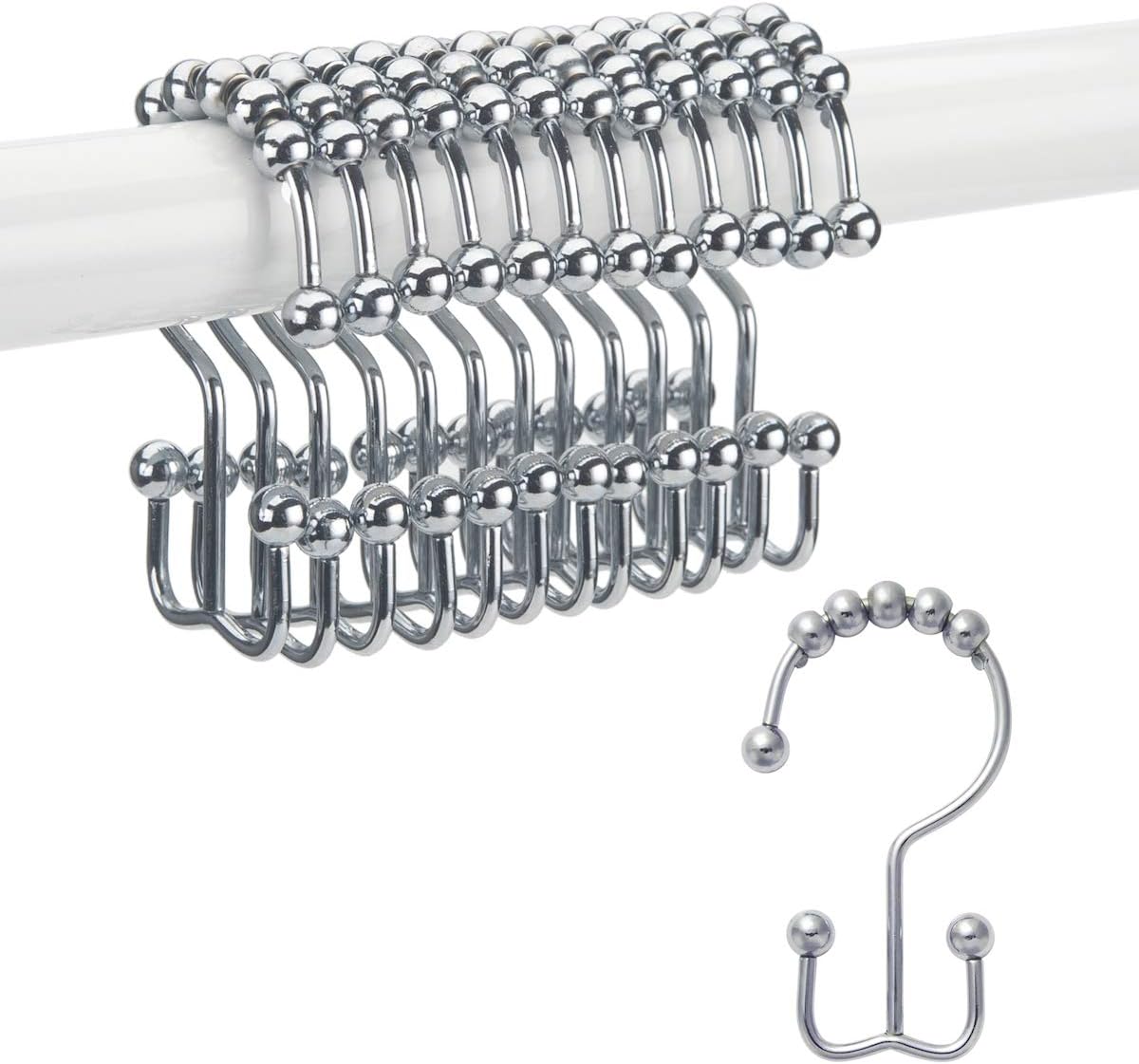 Duschvorhanghakenring, Rostfreier Metall-doppelschieber