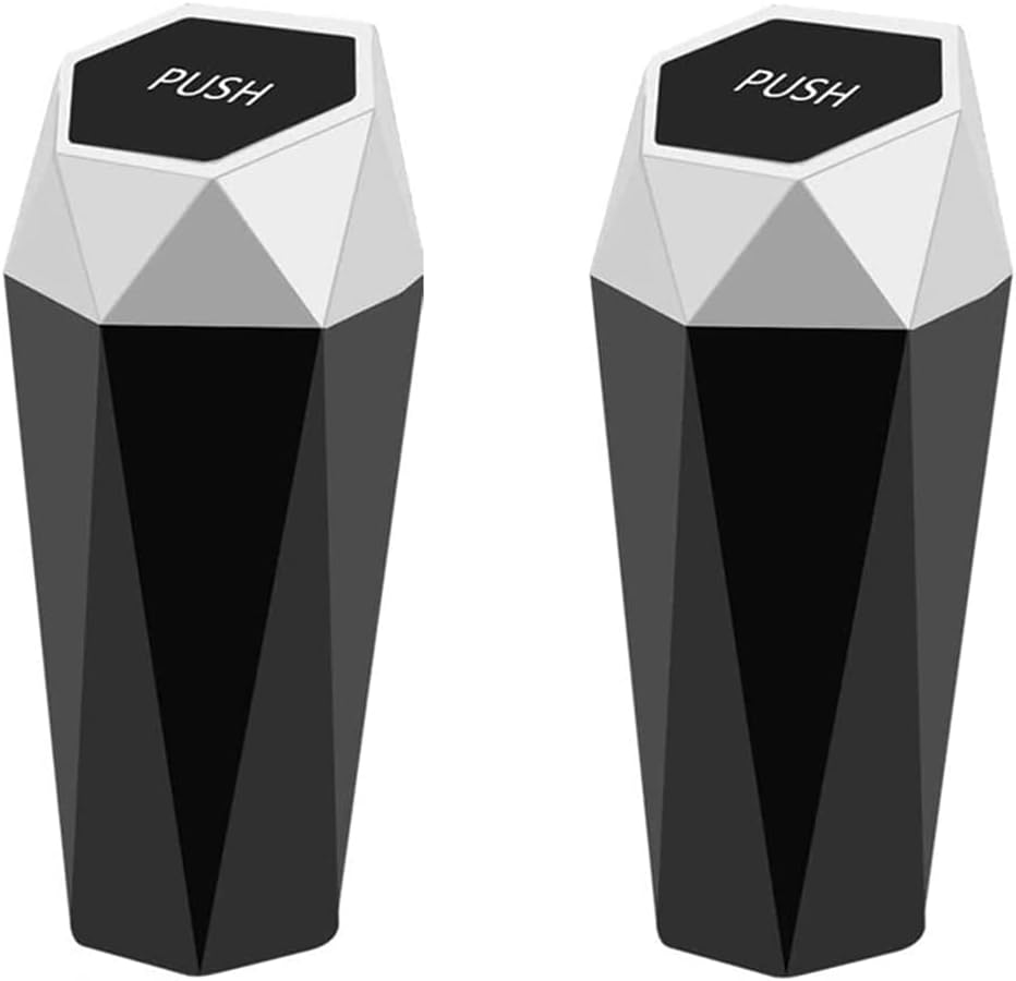 2er-pack Mini-auto-mülleimer Mit Deckel, Auslaufsicher, Kunststoff, Diamant