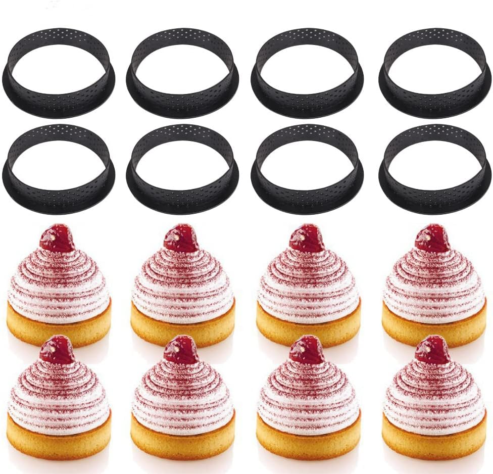 8-teiliges Set Perforierter Kuchenausstecher, Runde Mousse-kreisringe