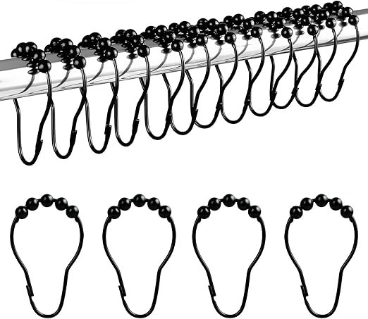 Duschringe Aus Edelstahl (12 Stück, Schwarz)