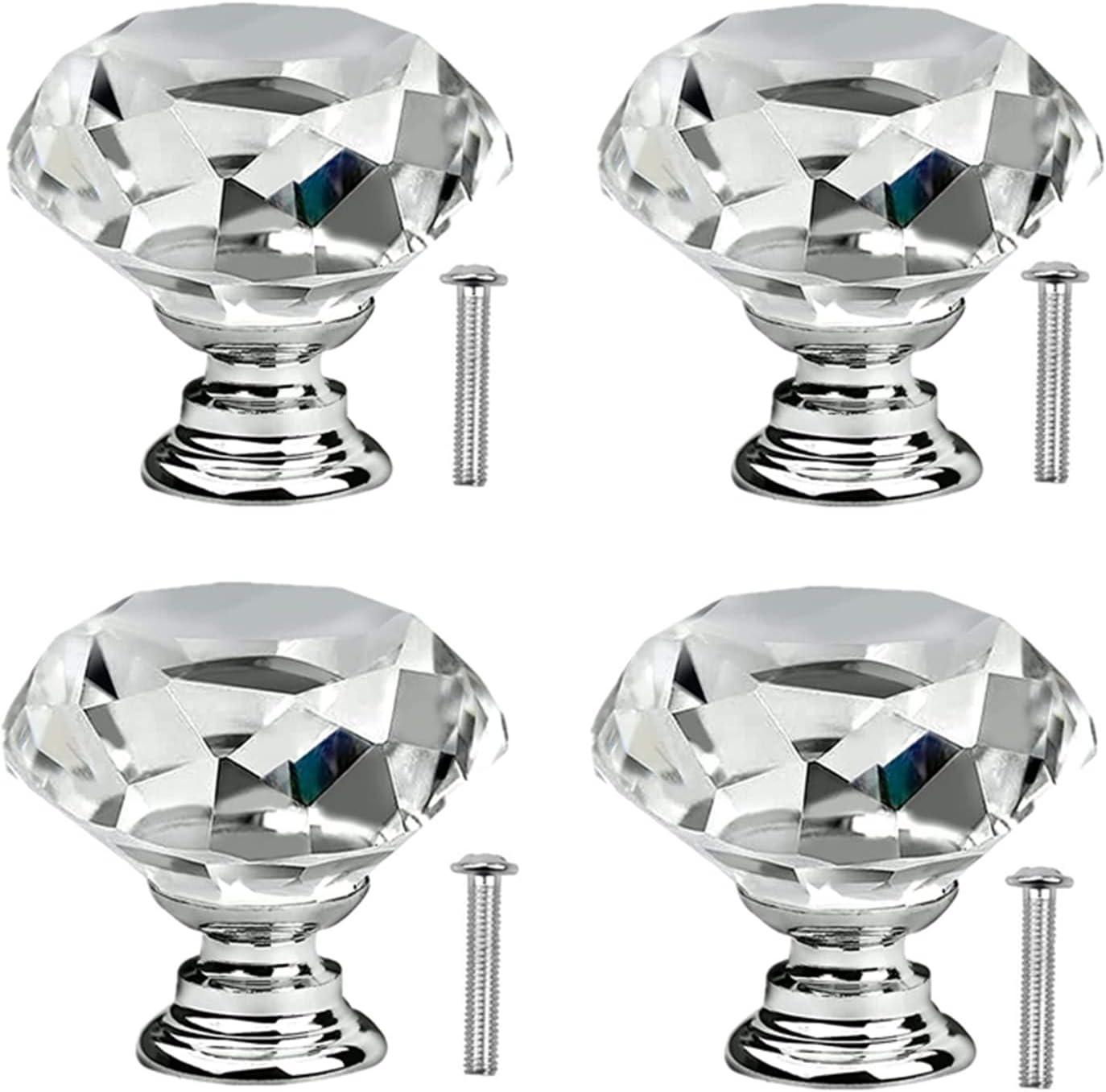 Stück Schranktürknöpfe, Schubladengriffe, Diamantkristall, Glänzend